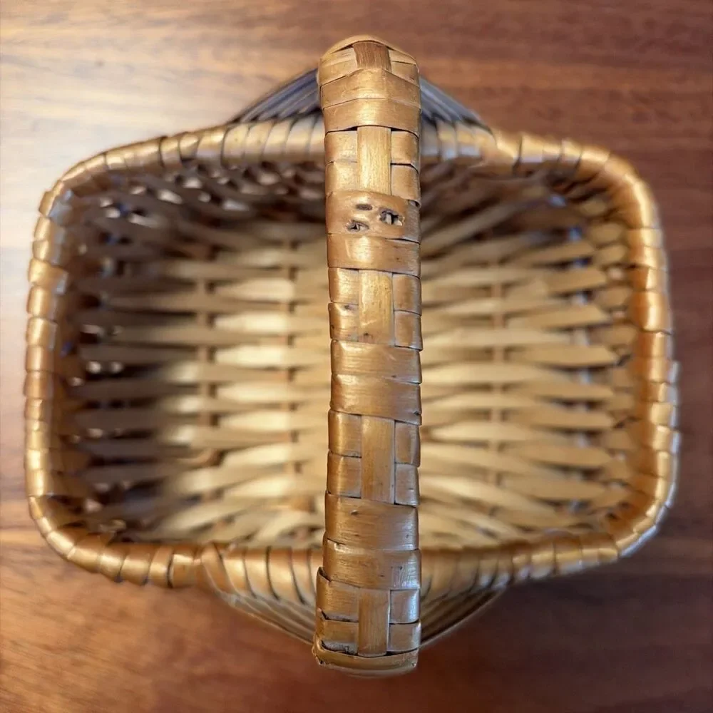 Vintage Butt Basket Gods Eye Hand Woven Primitive Egg Gathering 5 1/2